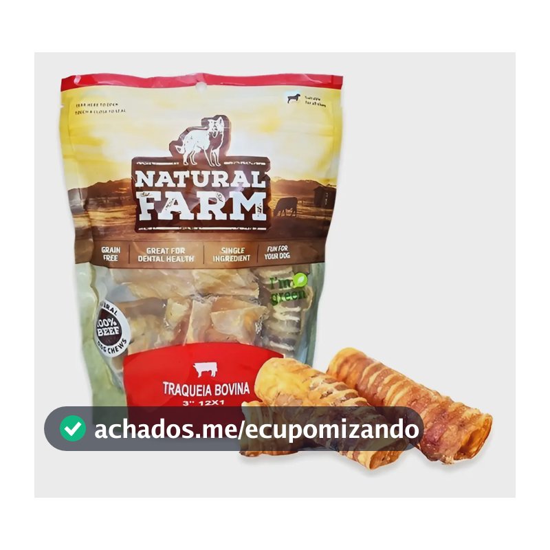 Pacote 12 Unidades Traqueia Bovina Natural Petisco Cachorro Traqueia 3 Polegadas