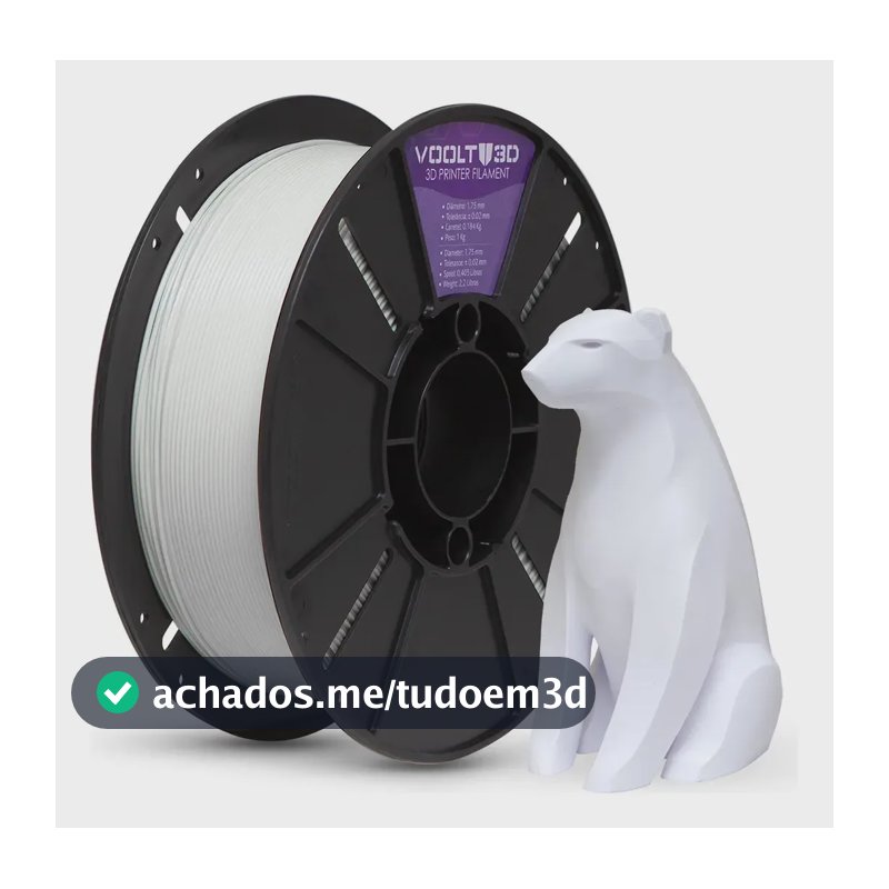 Filamento Pla Premium 1,75mm 1kg Voolt3d Branco Velvet