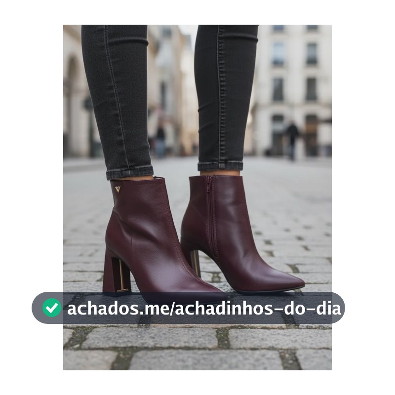 Bota Via Marte Social Bico Fico Detalhe Dourado Salto Bloco Hibisco 38 Br