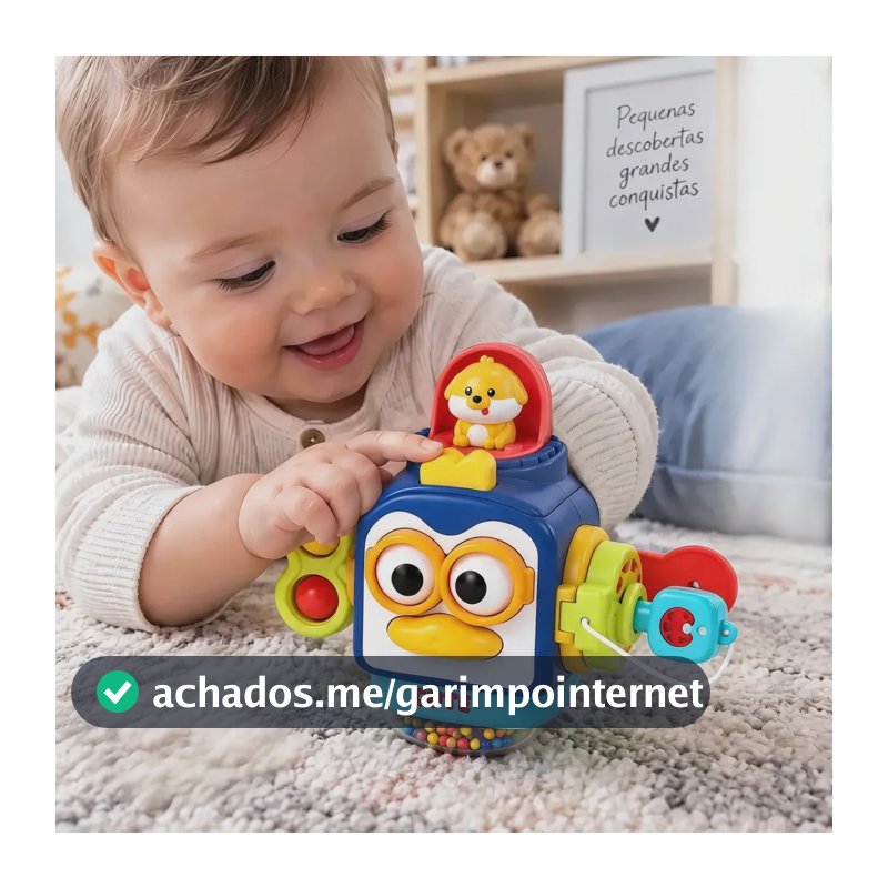 Brinquedo Cubo Sensorial Atividade Motora Educativa Bebê Azul-escuro