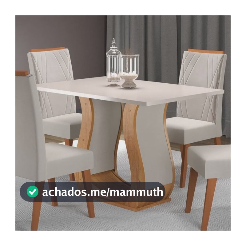 Mesa De Jantar 4 Lugares Retangular Tampo De Mdp Nubia Ig Mel Blonde