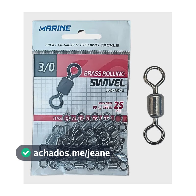 Girador Marine Sports BRS Black Níquel 3/0 90kg 25 Unidades Pesca
