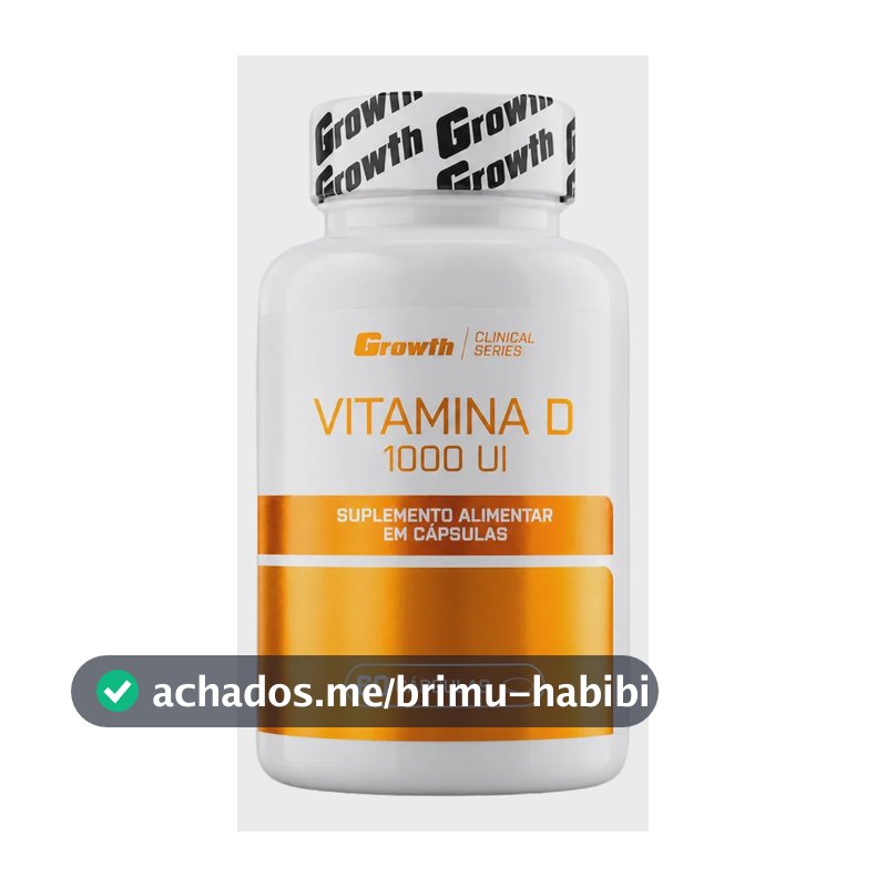 Vitamina D 1000ui 60 Caps Growth Supplements - Sem Sabor Sem Sabor