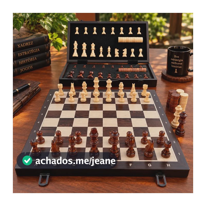 Xadrez Dama Profissional Tabuleiro Grande Magnético Madeira