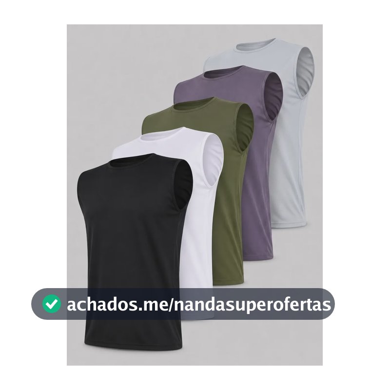 Kit 5 Regata Masculina Dry Fit Cavada Machão Preto/branco/chumbo/verde/cinza Claro Gg