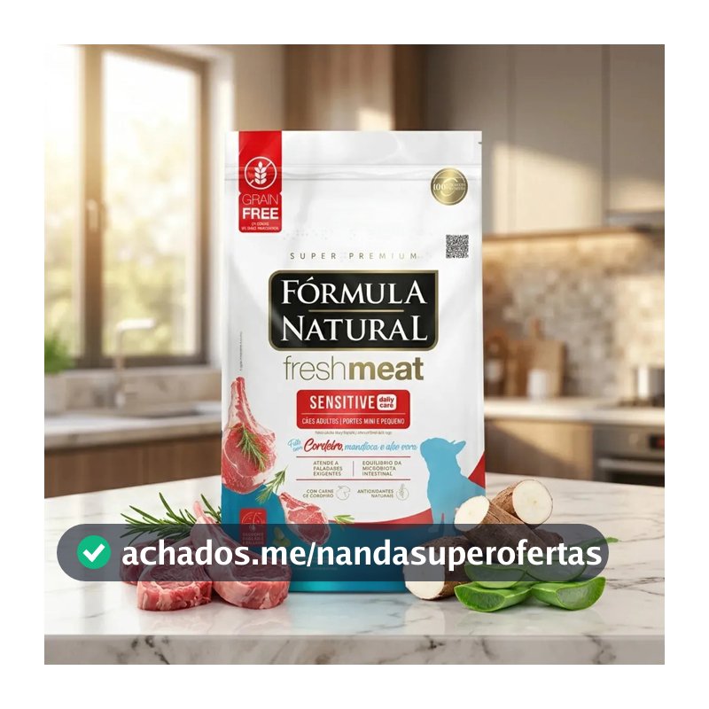 Fórmula Natural Fresh Meat Sensitive Cães Adultos Mini e Pequeno Portes Sabor Cordeiro 2,5kg