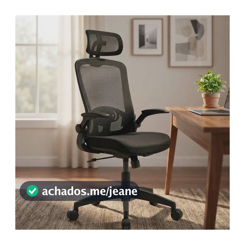 Cadeira De Escritório Ergonômica Giratória Premium Tela Mesh Preto Espuma De Alta Densidade