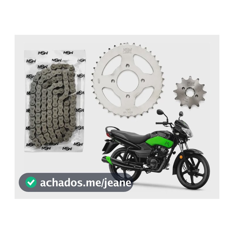 Kit Relação Transmissão Mottu Sport 110 2024 A 2026 Cinza