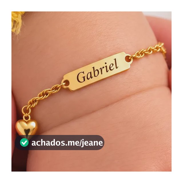Pulseira Infantil Personalizada Nome Criança Ouro 18k