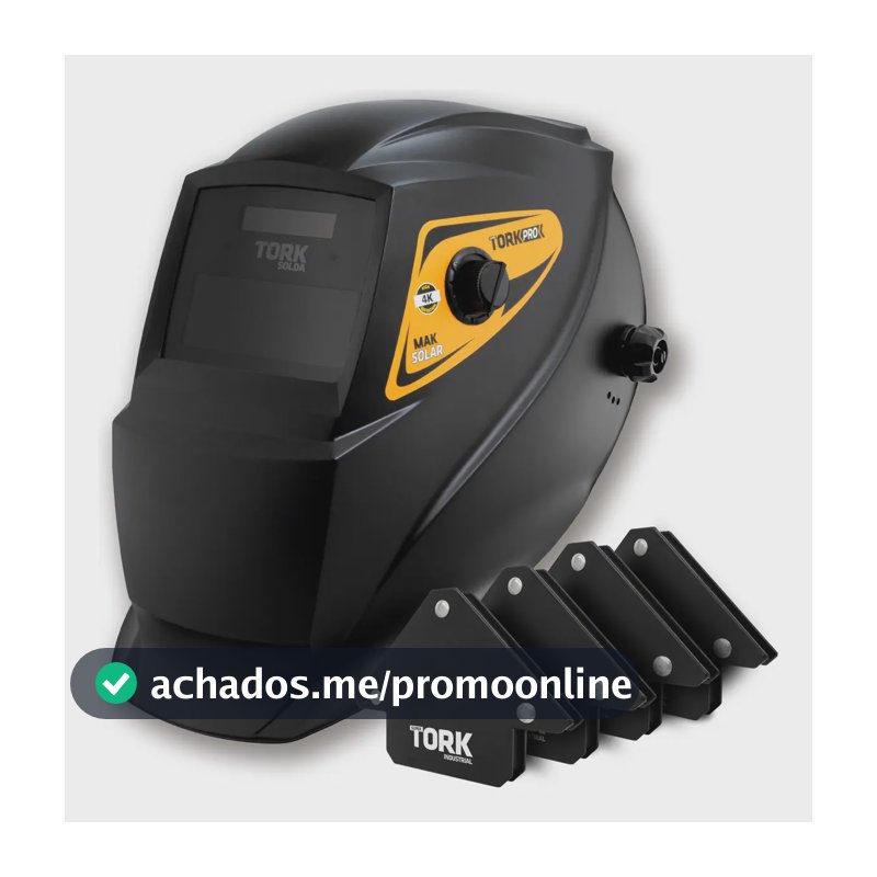 Máscara De Solda Automática 4K Auto Escurecimento Solar DIN 9-13 Com Proteção UV+4 Esquadros Magnéticos 12kg