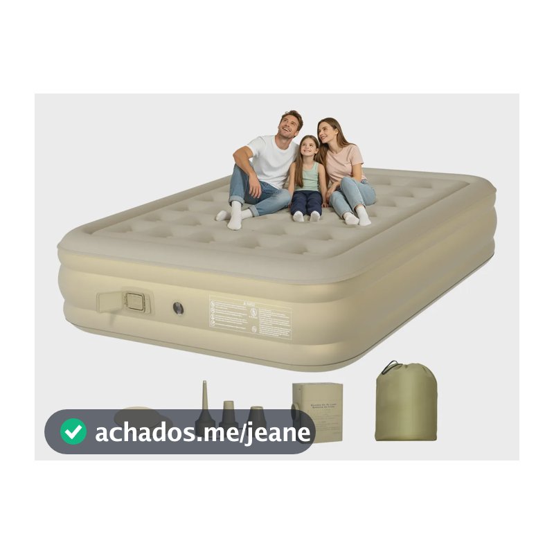 Ecozendsy Colchão Inflável Casal Queen Size com Bomba Elétrico Recarregável Embutida Portátil 203x150x45cm