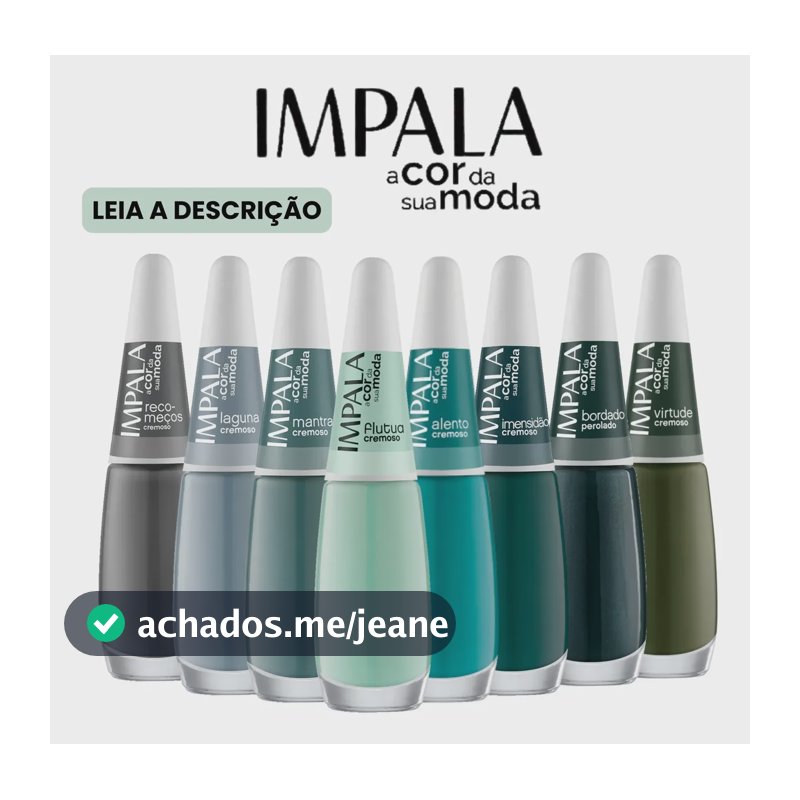 Kit 8 Esmaltes Impala Brilhante Verde Azul Hipoalergênico Esmaltes