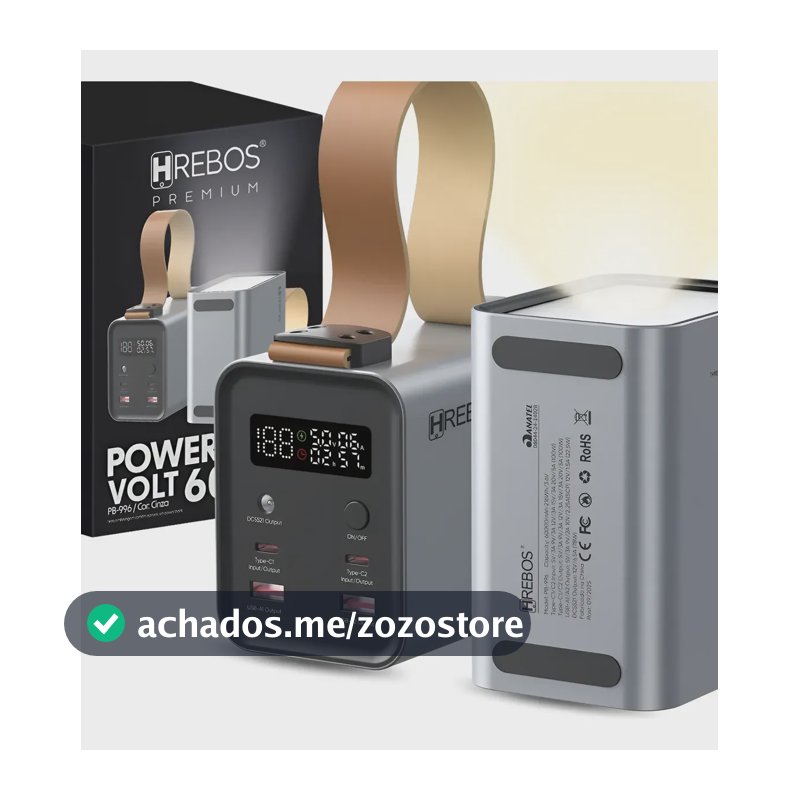 Power Bank 60.000mah 100w Usb C Para Starlink Mini Notebook Cinza