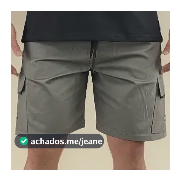 Bermuda Cargo Curta Streetwear Casual Short Sarja Slim Bolso