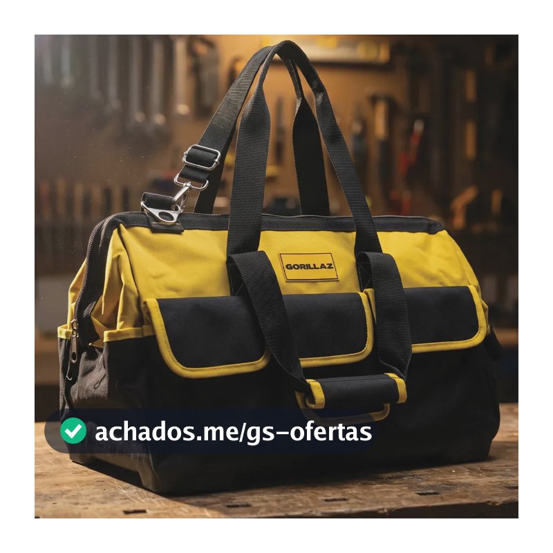 Bolsa Maleta Ferramentas Grande Reforçada 16 Bolsos Lona Preto