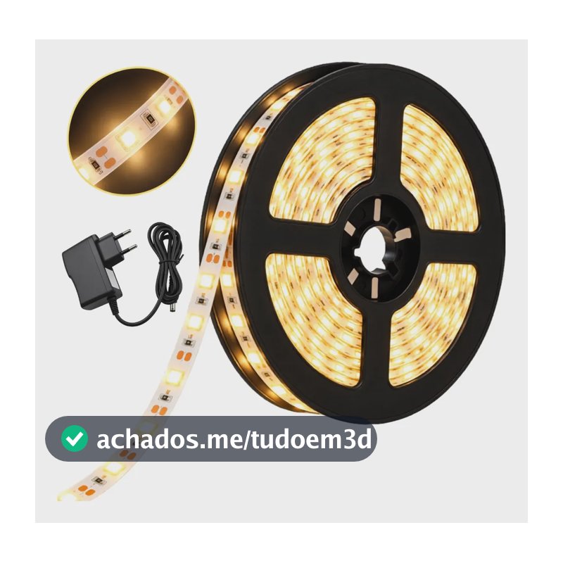 Fita Led 3528 Branco Quente Amarela 5m 300 Leds 12v Fonte Luz Branco-quente Maffacioli BFL-3528-BQ-IP20-FONTE