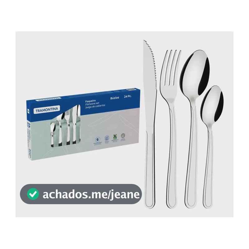 Jogo De Talheres Faqueiro 24pcs Búzios Aço Inox Tramontina Inox