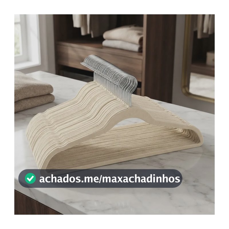 Kit 50 Cabides Veludo Antideslizante Adulto Cinza Bege Preto Bege