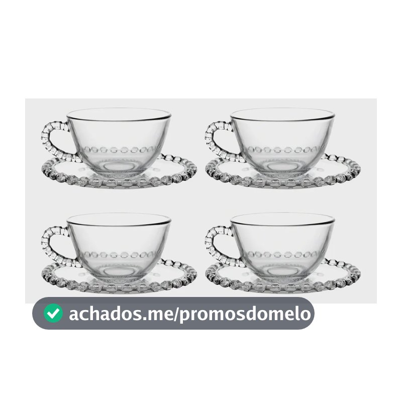 Jogo Xicara Café Com Pires L´hermitage 80ml 8 Peças Diamante Cor Transparente