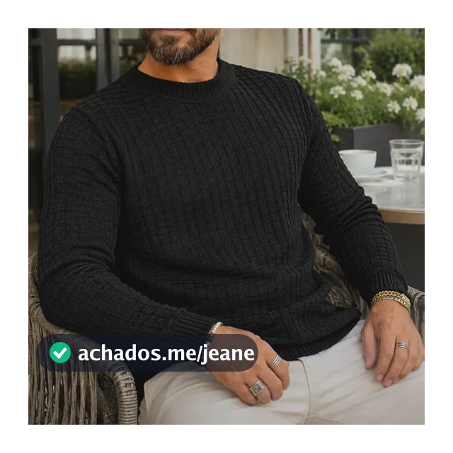 Blusa De Frio Suéter Masculino Lã Tricot Manga Longa Preto Links G
