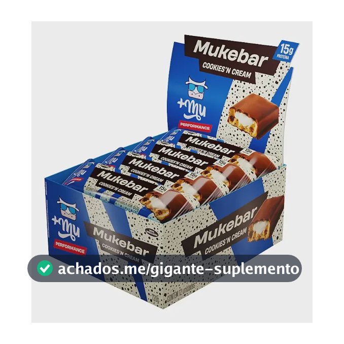 Barra de Proteína +Mu Mukebar 15g Cookies'n Cream 12 Unidades Sem Açúcar