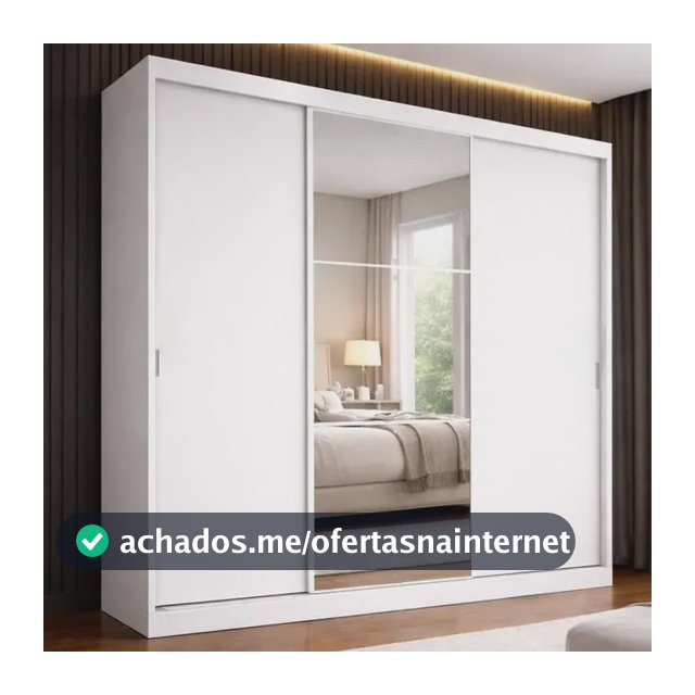 Guarda-roupa Casal 3 Portas De Correr Com Espelho Milano Branco