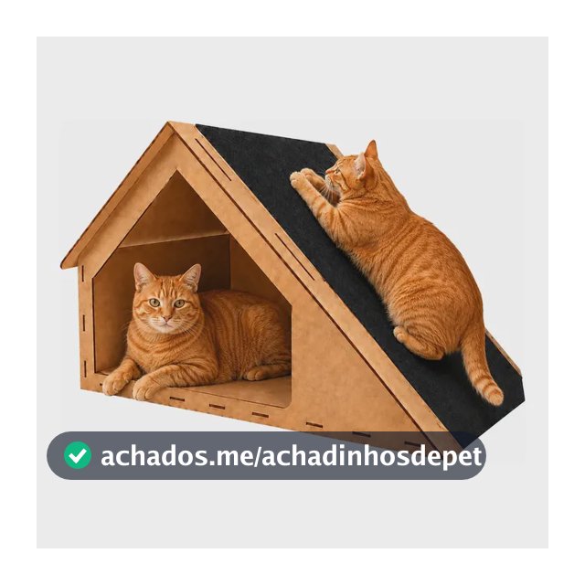 Casinha Gato Toca Arranhador Madeira Mdf Carpete 30x47x36cm Nude