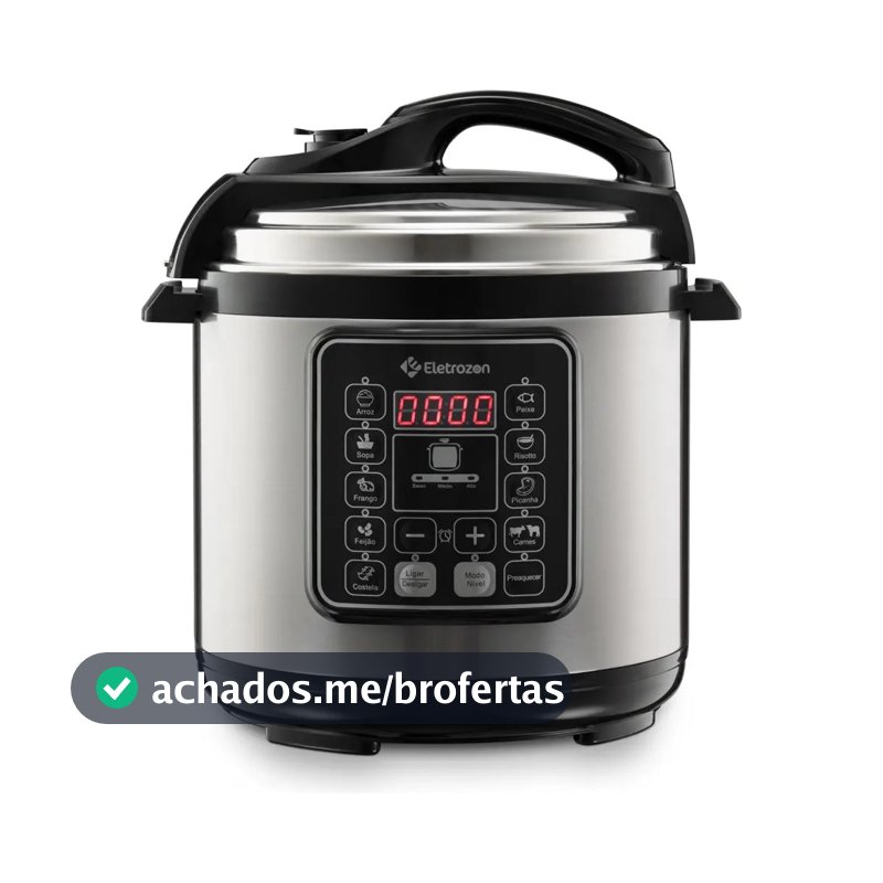 Panela de Pressão Elétrica 1100W Eletrozon Elt-808 de 6 Litros com Revestimento Antiaderente e Desligamento Automático