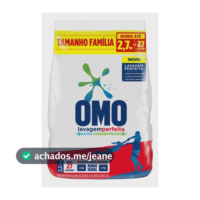 Sabão Em Pó Omo Sabão Em Pó Lavagem Perfeita Suave Antibacterial Pacote 2.2 Kg