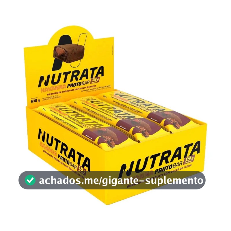 Suplemento Alimentar Proto Bar Havanna 70g display com 9 barras Brownie de Chocolate com Doce de Leite Nutrata