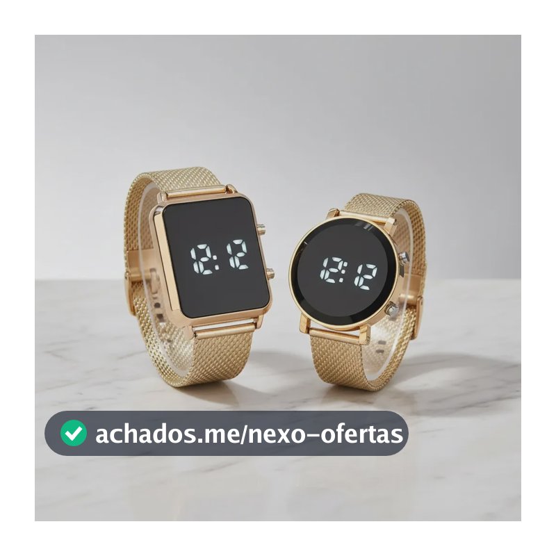 02 Relógio Led Digital Dourado Feminino Aço Silicone H2 Dourado Rose Dourado