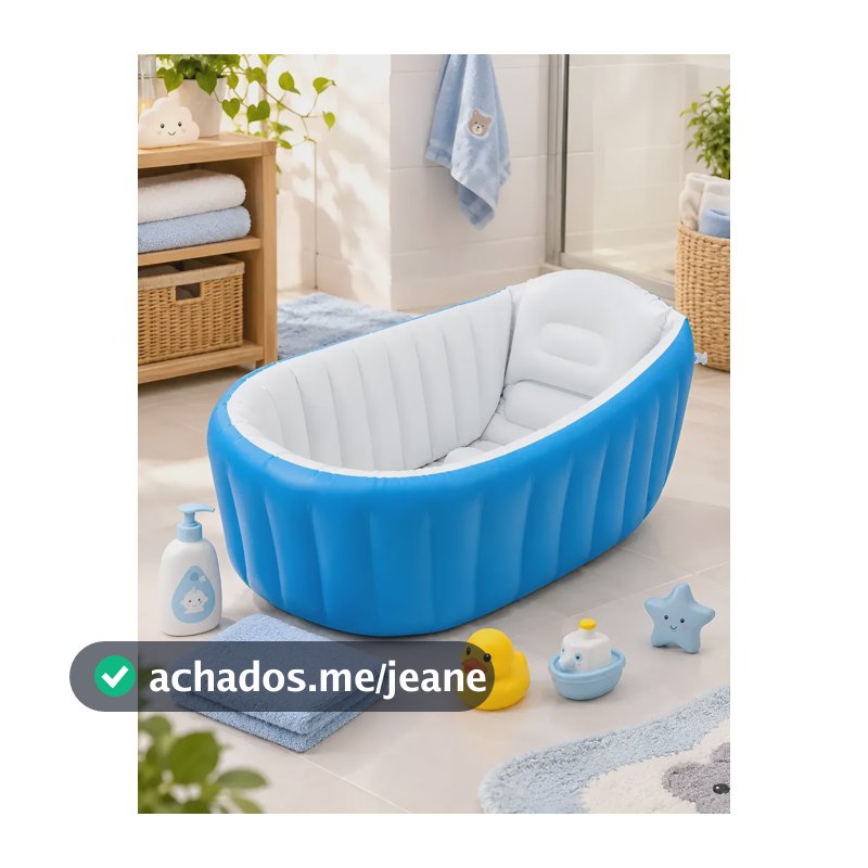 Banheira Inflável Infantil Dobrável Bebês Portátil Menino Azul