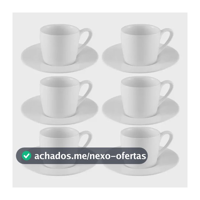 Jogo Xícaras Café Com Pires Porcelana Branca 12 Peças