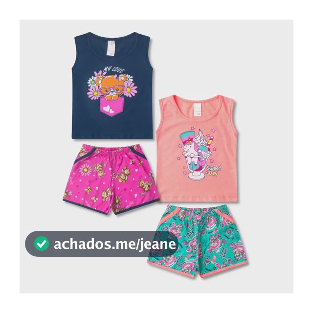 Kit 2 Conjunto Infantil Feminino Roupa De Verão Menina