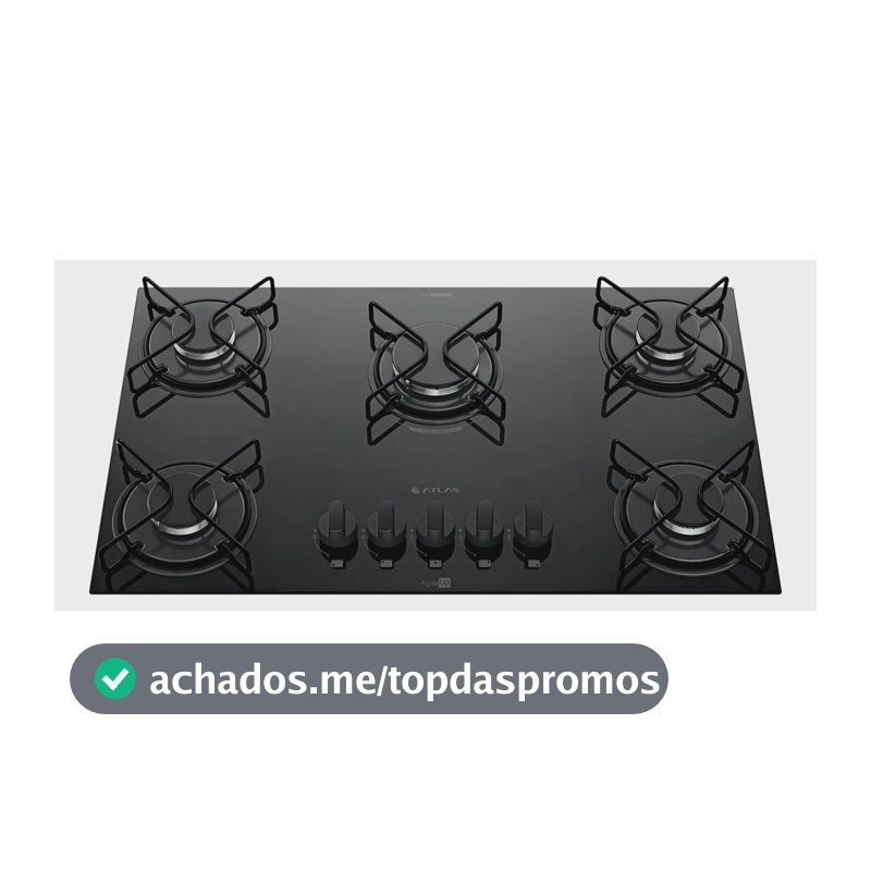 Cooktop 5 Bocas A Gás Atlas Agile Up Mega Chama Preto