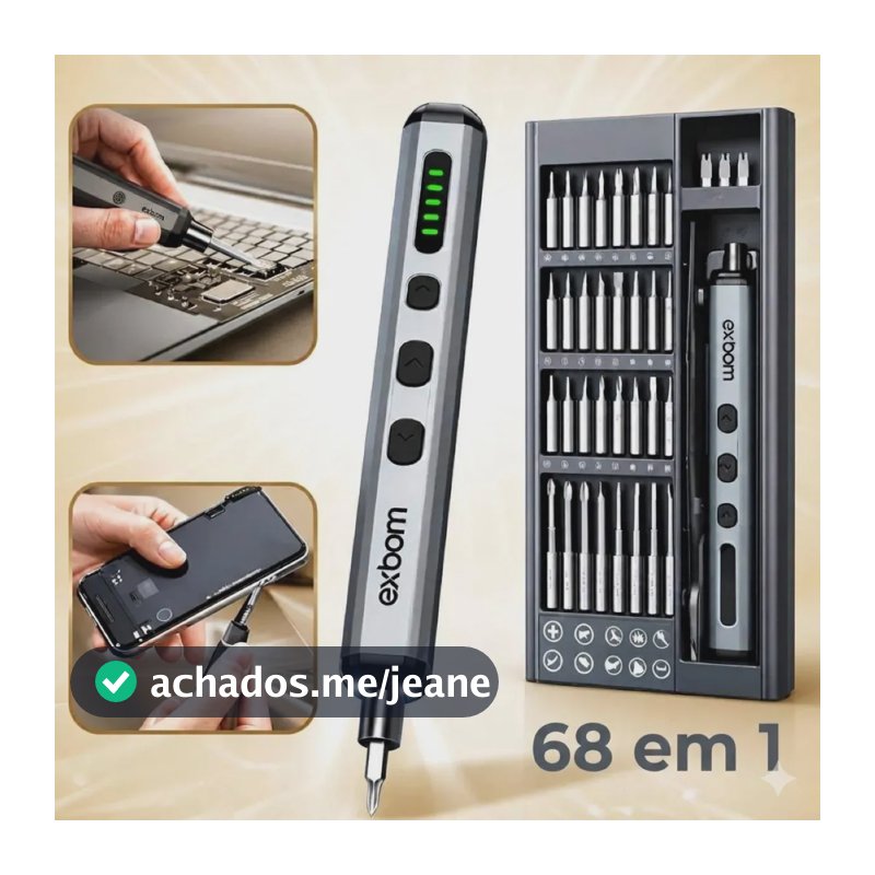 Parafusadeira Eletrica Chave Precisao Mini Celular Kit 68em1 Cinza 3.7v