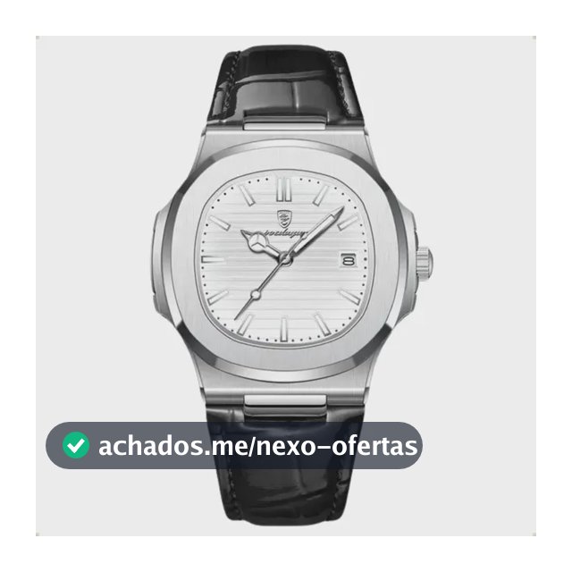 Relógio Classic Vintage Suíço Masculino Em Couro Esportivo Correia Preto Bisel Prateado Fundo Branco