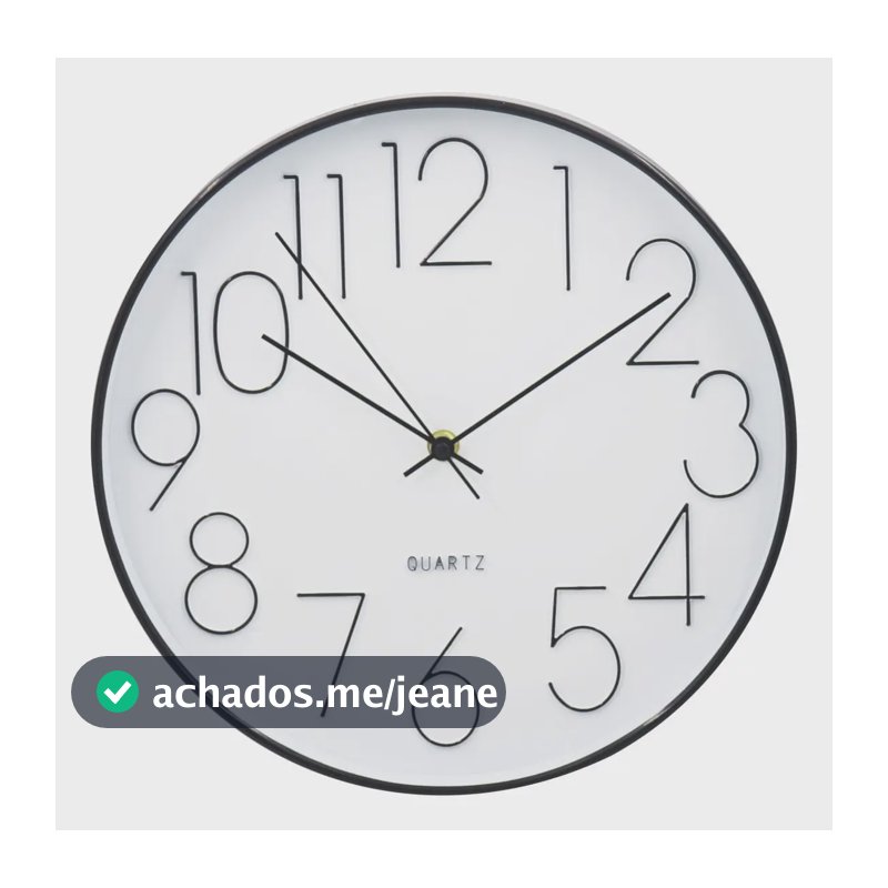 Relógio De Parede 30cm Para Cozinha, Sala - Preto E Branco