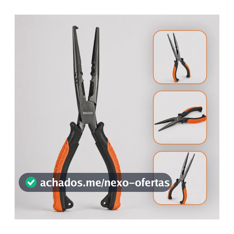 Alicate Pesca Bico Longo 8,5 Bestfer Aço Carbono