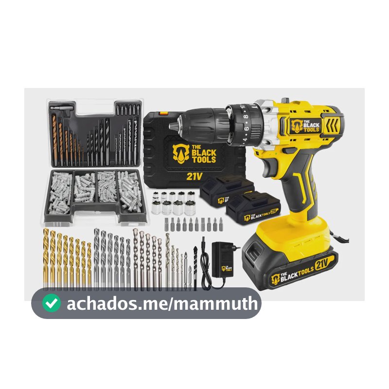Parafusadeira E Furadeira 21v C/ 2 Bat 2ah + Maleta 300 Pçs Amarelo 21v