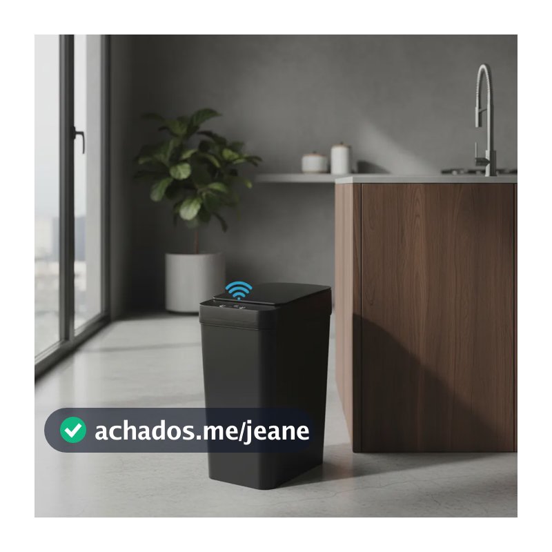 Lixeira Sensor Automática Inteligente 13 L Presença Moderna Preta