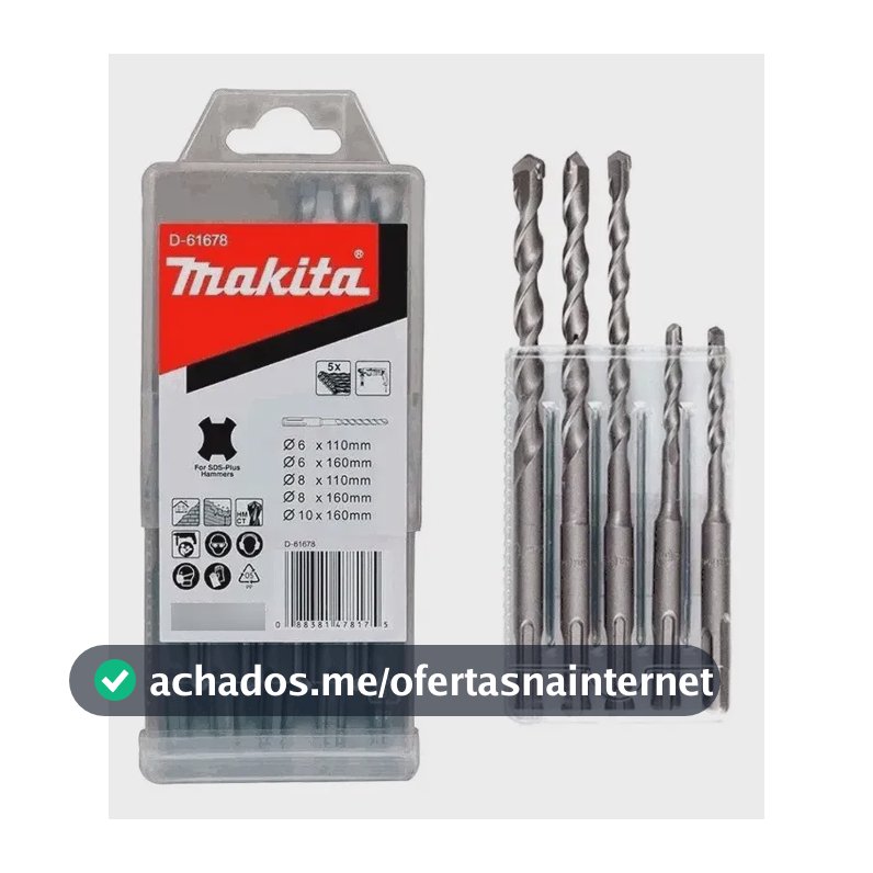 Jogo Broca 5 Peça Martelete Sds Plus 6 8 10mm D-61678 Makita