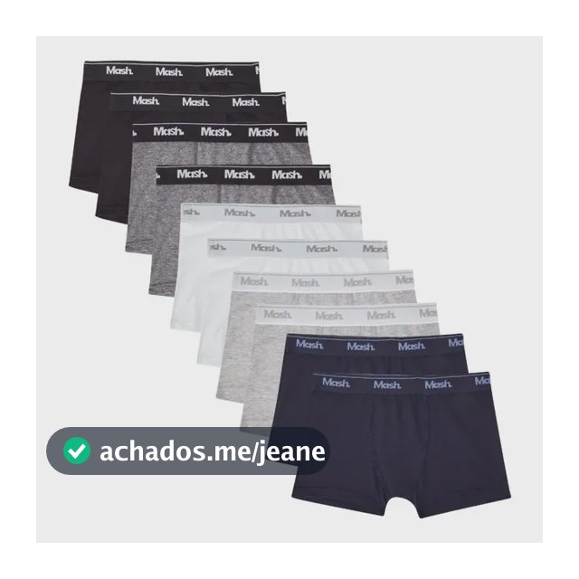 Kit Com 10 Cuecas Infantis Meninos Modelagem Boxer Mash 2 Brancas 2 Marinho 2 Pretas 2 Mesclas 2 Chumbo Liso Gg