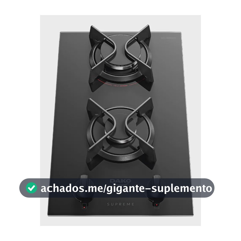 Cooktop A Gás Dako Supreme 2 Bocas Mesa Vidro Temperado Preto