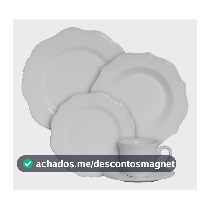 Jogo de Jantar Algarve Scalla de Cerâmica Branco 20 Peças