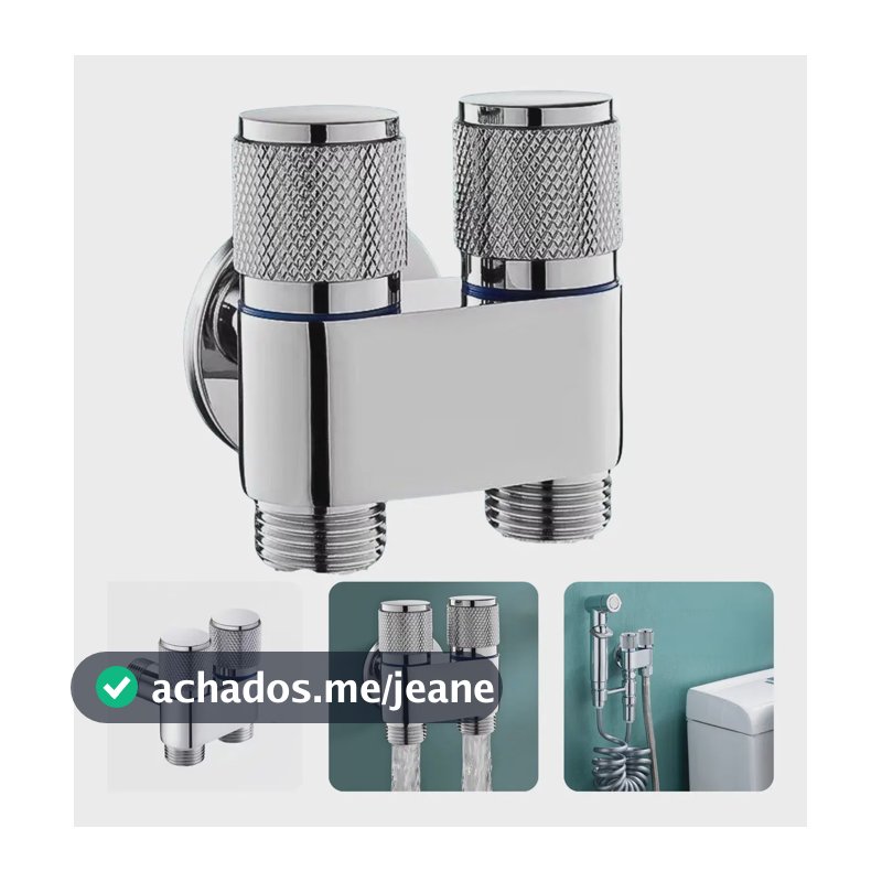Torneira Dami Dupla Saída de Inox Escovado para Máquina e Tanque