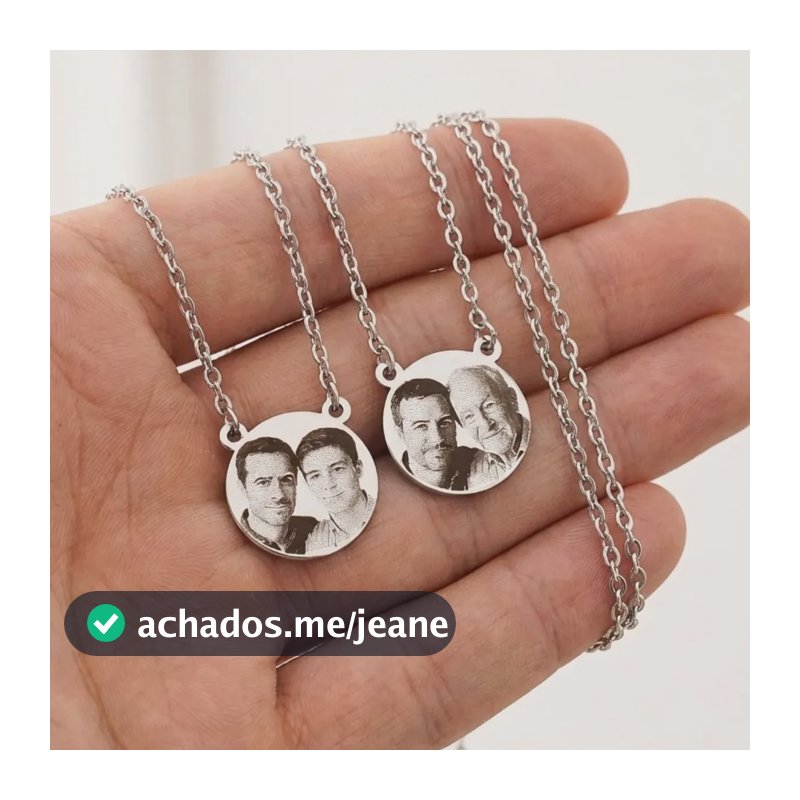 Colar Escapulário Aço Inox Personalizado Nome Foto Gravação 60 Cm