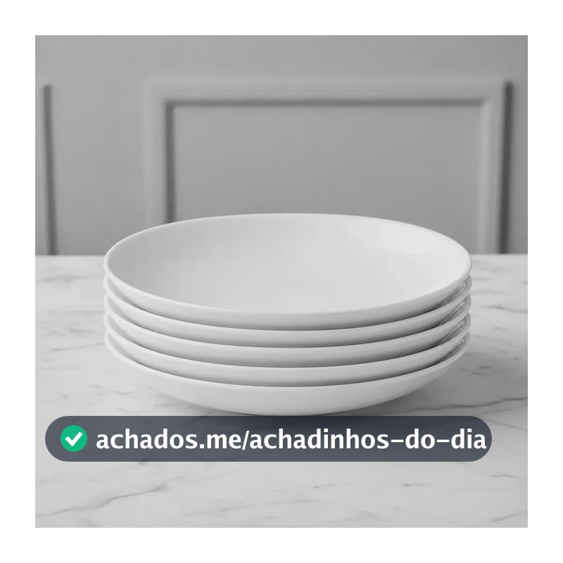 Jogo 6 Pratos Fundos 25cm Opaline Redondo Branco Restaurante Branco