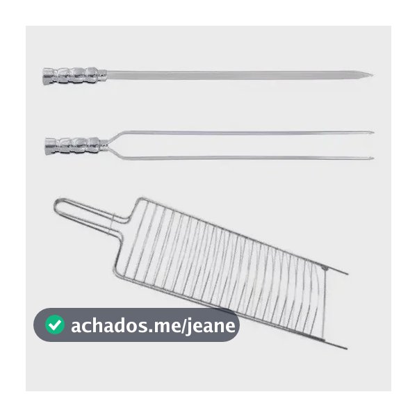Kit 2 Espeto Churrasco Duplo E Simples 40cm + Grelha Inox