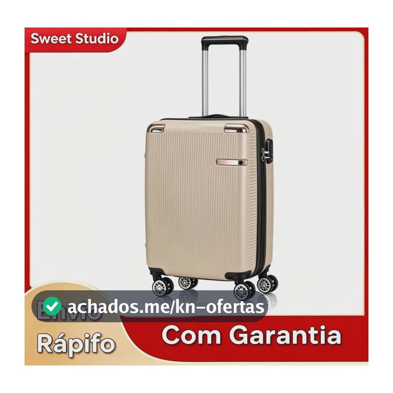 Mala de Bordo Rígida Sweet Studio Dourada com Rodas 360, para Viagem Dourado 2080